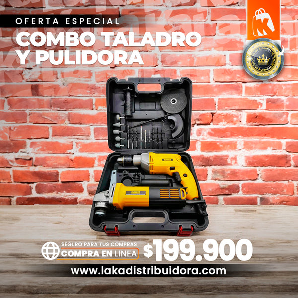 COMBO TALADRO PERCUTOR Y PULIDORA PRO