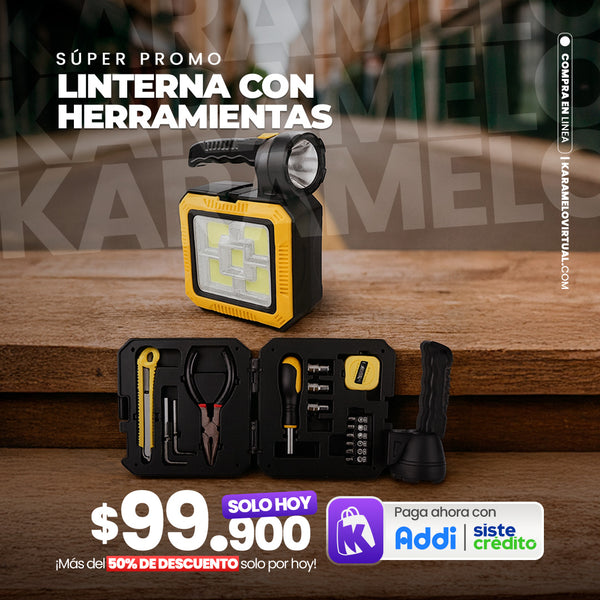 Linterna Solar Led Recargable + Kit De Herramienta