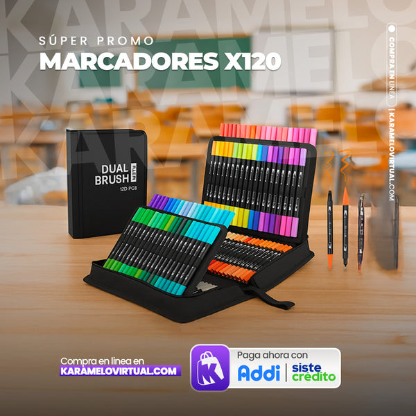 MARCADORES DOBLE PUNTA X120 UNIDADES
